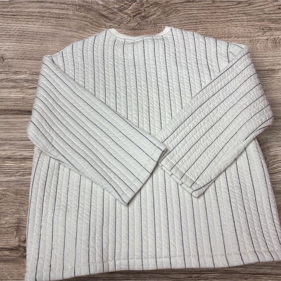 Zara White Crew Neck Sweater with Pinstripe Detail - Picture 5 of 8